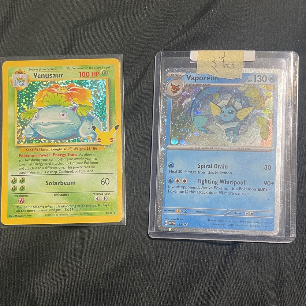 Venusaur and Vaporeon Pokémon Cards